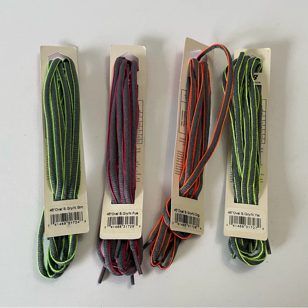 New Balance Gray/Neon Oval Laces 45” Bundle